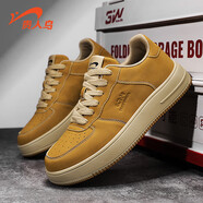 貴人鳥(niǎo)男鞋運動(dòng)板鞋男低幫軟底百搭休閑鞋子經(jīng)典小白鞋 土黃棕 40 
