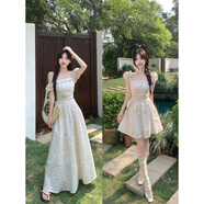 HUALIN FASHION廣州十三行法式小飛袖波點連衣裙顯瘦高腰大碼夏 長款 2XL