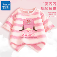 真維斯女童夏季套裝2025新款蠟染純棉短袖防曬涼感工裝褲時(shí)髦甜美二件套 【100%棉蠟染短T】11 150