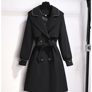 皮爾卡丹（pierre cardin）風(fēng)衣外套女春秋中長(zhǎng)款24新款英倫風(fēng)小個(gè)子百搭洋氣顯瘦收腰上衣 黑色西裝外套 L 建議【105-120斤】