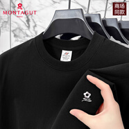 夢特嬌（MONTAGUT）夢特嬌斷碼特價夏季短袖T恤男230克重磅純棉圓領(lǐng)大碼爸爸裝體恤男 MTJ-230黑色【230克重磅純棉】 L  推薦120-140斤