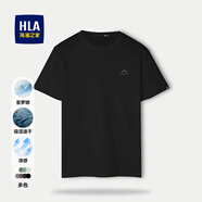 海瀾之家（HLA）短袖T恤男夏季新款涼感冰爽棉舒適圓領(lǐng)白色短t百搭潮流時(shí)尚打底衣 黑色GP -涼感抗菌防螨/速干 2XL 185/100A