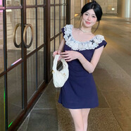 季珍菲法式純欲小飛袖蕾絲連衣裙女夏季2025新款小個(gè)子收腰辣妹包臀短裙 小飛袖蕾絲連衣裙M碼