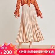 哥弟真的好（GIRDEAR）女裝羊毛蔥紗針織高腰百褶半身裙A200070 奶茶 S (2碼)