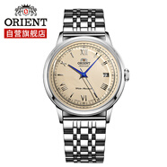 東方（ORIENT）雙獅機(jī)械手表全自動(dòng)機(jī)械表男奶油盤復(fù)古鋼帶男士腕表FAC00009N0-