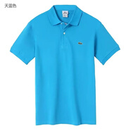 卡帝樂鱷魚法國鱷魚短袖男士夏季新款高端純色polo衫上衣翻領休閑體恤潮 天藍色 XL 男7碼 165-180斤