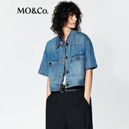 MO&Co.牛仔夾克2025夏新品輕薄天絲棉質(zhì)工裝短款短袖磨白復古MBE2JKT003 牛仔藍色 S /160