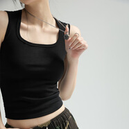 暢印新款吊帶背心女夏季遮副乳設(shè)計(jì)感小眾無(wú)袖白色寬肩帶上衣可外穿 黑色 L （適合體重115-130斤）