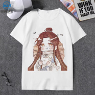 結盟者天官賜福動(dòng)漫周邊衣服2025新款短袖t恤男女寬松百搭學(xué)生半袖t夏季 乳白色 1# 均碼 童碼10-14碼備注