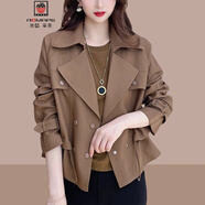 AEMAPE2025春秋季新款風(fēng)衣氣質(zhì)女士短外套英倫風(fēng)小個(gè)子春天百搭 咖色 L 建議100-115斤