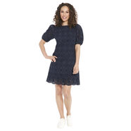 London TimesTimes 夏季泡泡袖迷你短款棉質(zhì)孔眼女式連衣裙 海軍藍（Navy Blazer） 12