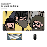 葉余歐美風(fēng)鼠標墊超大胡子大叔電競滑鼠墊辦公室桌墊電腦鍵盤(pán)墊書(shū)桌墊 微笑大胡子 -80乂30cm- (大號)