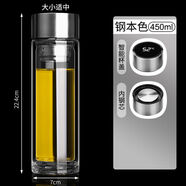 希諾雙層玻璃杯帶蓋高檔測溫專(zhuān)用便攜杯特厚全自動(dòng)家用大容量水杯男 杯子 1000ML茶水分離鋼測溫