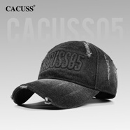 CACUSS【態(tài)度】帽子男夏軟頂棒球帽破洞潮流鴨舌帽女戶外遮陽(yáng)騎行太陽(yáng)帽 深灰 均碼 適合頭圍57-59cm左右