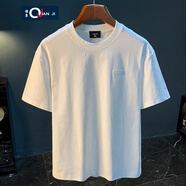 謙集（QIANJI）絲光棉夏季T恤男潮流薄款透氣短袖體恤衫寬松簡約百搭半袖衣服男 米白色 【HJ2434】 M 適合95-110斤穿