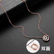 韓版簡(jiǎn)約鈦鋼項鏈女鎖骨鏈ins百搭天鵝四葉草項墜吊墜水晶滿(mǎn)鉆款 XL118雙面羅馬大小圈