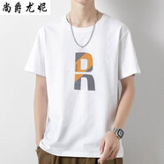 Prowow純棉短袖t恤男夏季新款ins潮流港風(fēng)寬松休閑百搭款圓領(lǐng)打底衫 【純棉短袖】R-白色 M 建議(95-110斤)