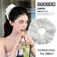 JPHZNB方圓同款白色蕾絲大腸發(fā)圈2024年新款皮筋法式慵懶感復古花邊發(fā)圈 四層【白色】18cm蕾絲發(fā)圈_重工_-方圓同款