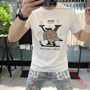 酷奇袋鼠歐洲站夏季新款半袖體恤男潮牌大碼燙鉆印花棉帽子短袖t恤男士 【高品質(zhì)棉】D081-白色 L （建議110-130斤）