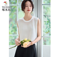 啄木鳥白色背心吊帶女內(nèi)搭2025夏季新款外穿打底衫亮片無袖上衣針織t恤 白色 M 90-105斤
