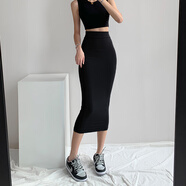 梵詩(shī)哲歐美莫代爾半身裙女包臀裙子薄款辣妹高腰一步裙緊身彈力長(cháng)裙性感 黑色-性感/包臀/源頭工廠(chǎng) m