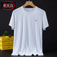 浪莎（LangSha）基礎(chǔ)冰絲t恤男夏季薄款空調(diào)衫透氣網(wǎng)眼寬松大碼冰感滑料速干短袖T 高端納米冰絲網(wǎng)眼：極光白 XL