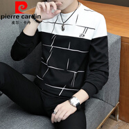 皮爾卡丹（pierre cardin）長(zhǎng)袖T恤男2025春秋季新款上衣服寬松外套男裝秋衣打底衫薄衛(wèi)衣潮 838-W12黑色 M