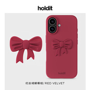 HOLDIT LOVE ACCESSORIES 硅膠手機貼紙適用蘋(píng)果iPhone16Pro/Max背貼愛(ài)心蝴蝶結個(gè)性時(shí)尚手機殼配件自由DIY貼紙重復使用ins 蝴蝶結【紅絲絨】