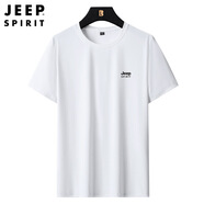 吉普（JEEP）輕奢2025夏季短袖恤男夏季圓領(lǐng)寬松大碼衣服冰絲恤男士1019 白色 L