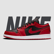 耐克（NIKE）【潮】Air Jordan aj1板鞋男女情侶款低幫耐磨透氣休閑運動籃球鞋 553560/553558-606黑紅 女款GS 36