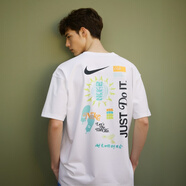 耐克（NIKE）純棉短袖男裝夏季新款透氣圓領(lǐng)寬松跑步運(yùn)動(dòng)服印花潮流T恤上衣 HM4454-100/白色/后背印花 2XL
