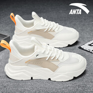 anta kids安踏夏季新款男鞋運動(dòng)鞋百搭透氣網(wǎng)面老爹鞋休閑減震軟底跑步鞋子 -8象牙白/泥沙灰/淺褐灰 42