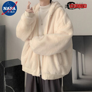 NASALIKE雙面穿棉衣男秋冬季韓版潮流寬松仿羊羔絨棉服潮牌棉襖毛絨外套 高質(zhì)量MY10米白色 XL