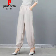 皮爾卡丹（pierre cardin）冰絲燈籠褲女春夏薄款哈倫褲大尺碼顯瘦寬松垮褲廣場(chǎng)舞蘿卜休閑長(zhǎng) 米色 5XL 170-200斤