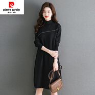 皮爾卡丹（PIERRE CARDIN）官方高檔配大衣毛衣裙女秋冬季2025新款半高領(lǐng)羊毛針織打底裙中長 黑色 M