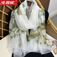 北極絨絲巾超大紗巾披肩百搭沙灘裙送媽媽多功能防曬裝飾薄款圍巾沙灘巾 清新綠葉