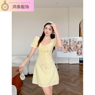 待婉大碼胖mm度假風(fēng)花邊連衣裙女2024夏季新款微胖大碼碎花吊帶裙子女 短款 L 大