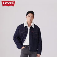 Levi's李維斯冬季情侶美式復古哈靈頓風(fēng)仿羊羔絨棉服牛仔外套七夕禮遇 深牛仔色 S