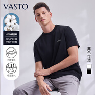 華斯度（VASTO）25春夏時(shí)尚休閑字母印花圓領(lǐng)T恤100%棉舒適透氣打底體恤衫男 黑色51Y051421 XL