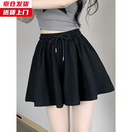 槿城芭蕾風(fēng)褲子女夏季2025新款小個(gè)子高腰垂感a字裙寬松闊腿運動(dòng)短褲 黑色RK15W 2XL (建議125-135斤）