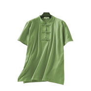 潮思匯短袖寬松中國風(fēng)太極服太極T恤男女同用M團體定制 黃綠色 2XL 70kg-75kg