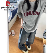 皮爾卡丹（PIERRE CARDIN）純綿歐美高街灰色短袖t恤女國(guó)潮百搭半袖寬松小眾設(shè)計(jì)ins上衣 1633淺灰色 重磅純綿高質(zhì)量 L