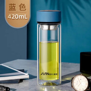富光玻璃杯雙層男女大容量耐熱水杯便攜過濾泡茶杯子定制印字logo 420ml藍(lán)色