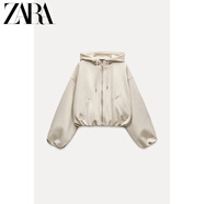 ZARA2025春季新品 女裝 新年系列 絨面質(zhì)感連帽夾克外套 3046542 本白 M (170/88A)