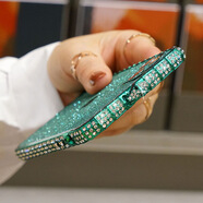 品怡 蘋(píng)果14Promax手機殼鑲鉆適用iPhone13水鉆金屬邊框xs max閃粉 綠色 iPhone6P/6splus(5.5)