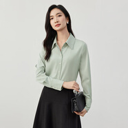 尚都比拉職業(yè)正裝襯衫春秋氣質(zhì)長袖上衣女士高級感白色襯衣 綠色 S