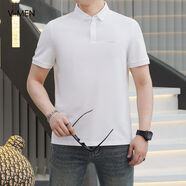 V-MENVMEN威曼男士翻領(lǐng)POLO短袖潮流2025休閑夏季刺繡新款T恤百搭上衣 白色 S