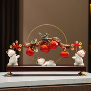 赟婭五福臨門(mén)葫蘆招財(cái)貓擺件喬遷新居禮品禮物新房子客廳電視軟裝飾品 五福臨門(mén)金環(huán)招財(cái)貓+一對(duì)小貓