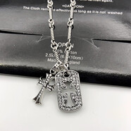 克羅心官方適用十字架項鏈925銀鍍金色鑲鉆大小單雙吊墜別針笑臉鎖骨 十字牌復古銀項鏈