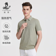 浪登[5A抗菌]短袖男POLO衫新款夏季涼感商務(wù)休閑翻領(lǐng)百搭透氣體恤 淺綠色 XL （180/96A）